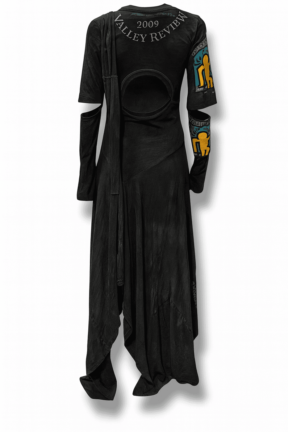 Face-back Vented Sleeve Sash Dress in Black-Custom(please Provide your measurements at checkout in the additional info tab), image 1