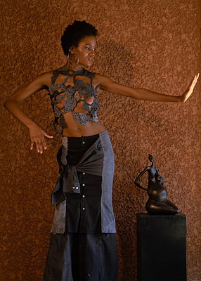 Two tiered buttoned down side wrapped skirt Two tiered buttoned down side wrapped skirt