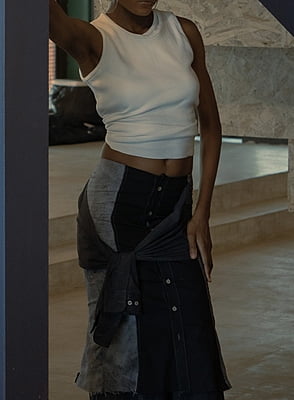Two tiered buttoned down side wrapped skirt Two tiered buttoned down side wrapped skirt