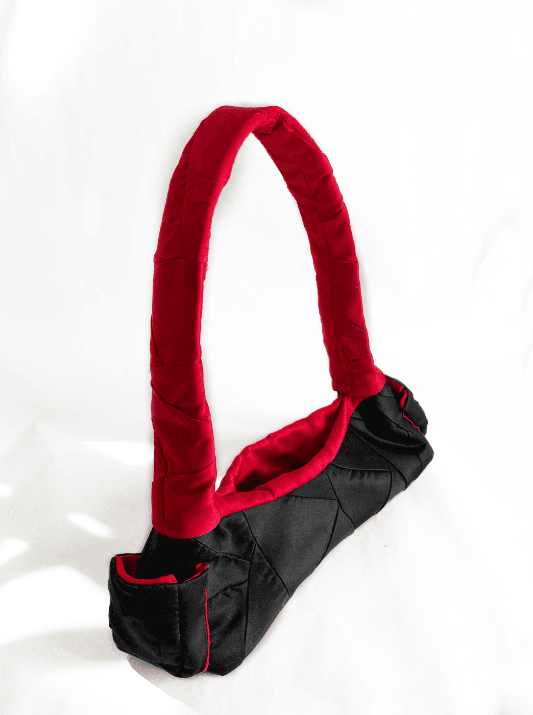 Colour Block Patchwork Satin Bag (Green)-Red
