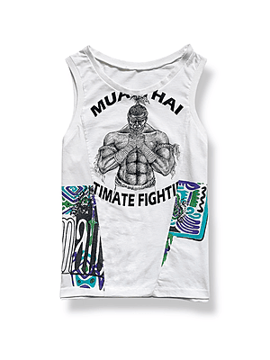 Graphic Panel Tank with sleeve extensions
