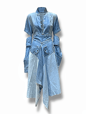 Vented Denim Overshirt with Wrapper Extension Vented Denim Overshirt with Wrapper Extension