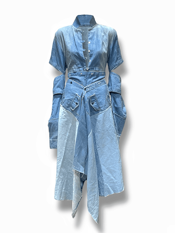 Vented Denim Overshirt with Wrapper Extension Vented Denim Overshirt with Wrapper Extension
