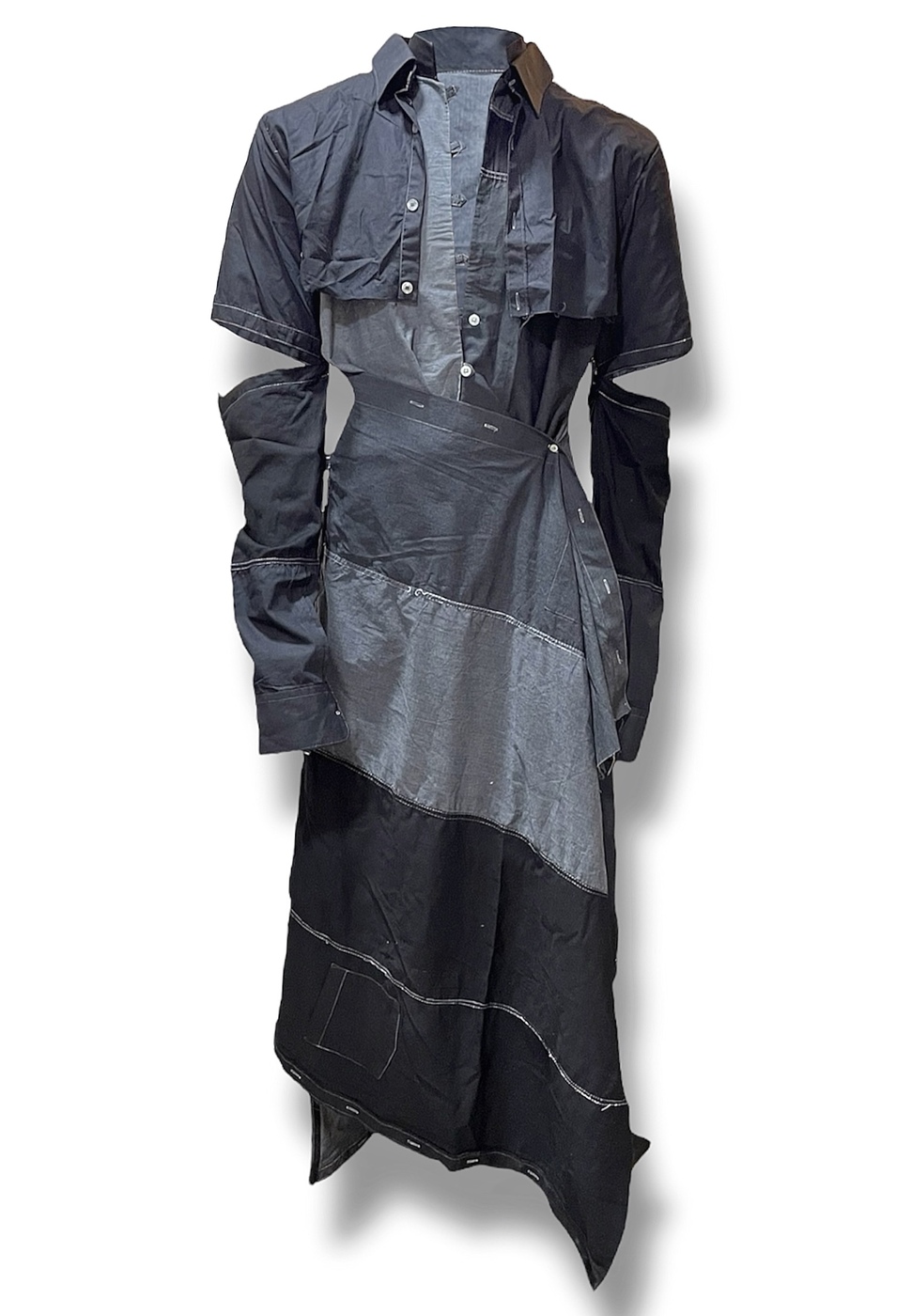 Panelled Pauldron Long Wrap Shirt-2XL, image 1