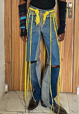 Offcut Yarn Fringe Belts in Yellow Offcut Yarn Fringe Belts in Yellow