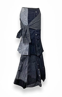 Two tiered buttoned down side wrapped skirt