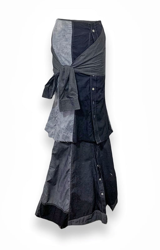 Two tiered buttoned down side wrapped skirt Two tiered buttoned down side wrapped skirt