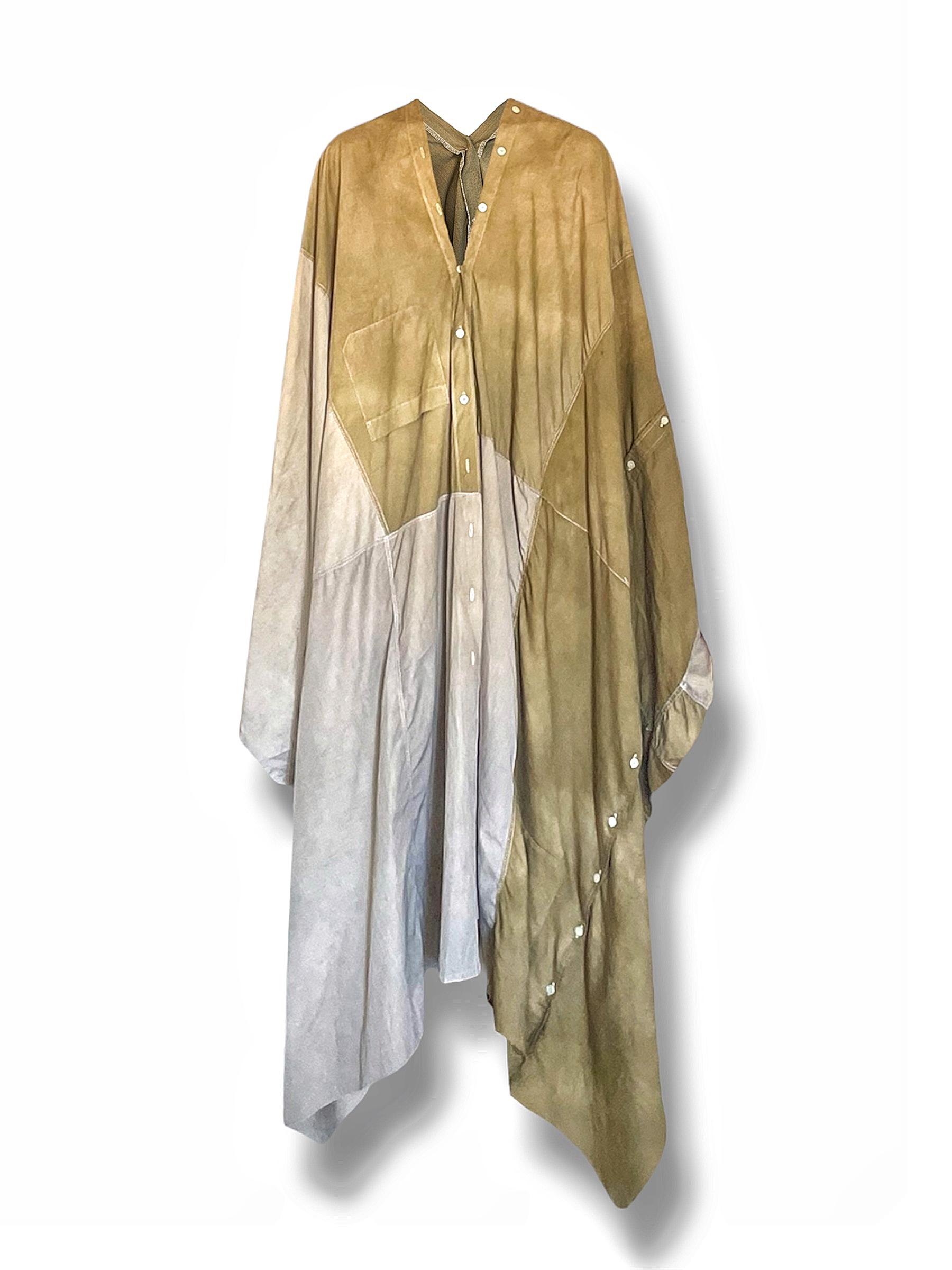 Upcycled Poncho Agbada in Tan-Yellow, image 1