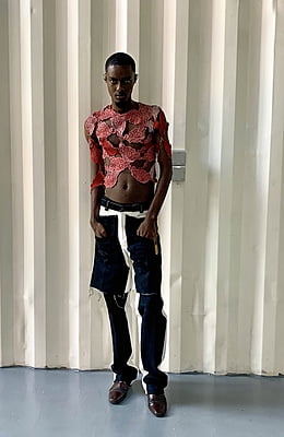 Isi-Agu Offcut Treatment sleeved Top Isi-Agu Offcut Treatment sleeved Top