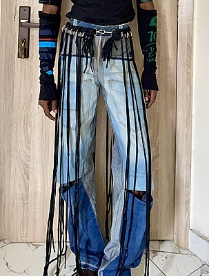Offcut Yarn Fringe Belts in Black Offcut Yarn Fringe Belts in Black