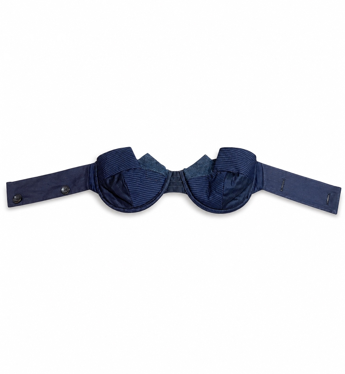 Reconstructed Pinstripe Upturn Lapel Bralette-xl, image 1
