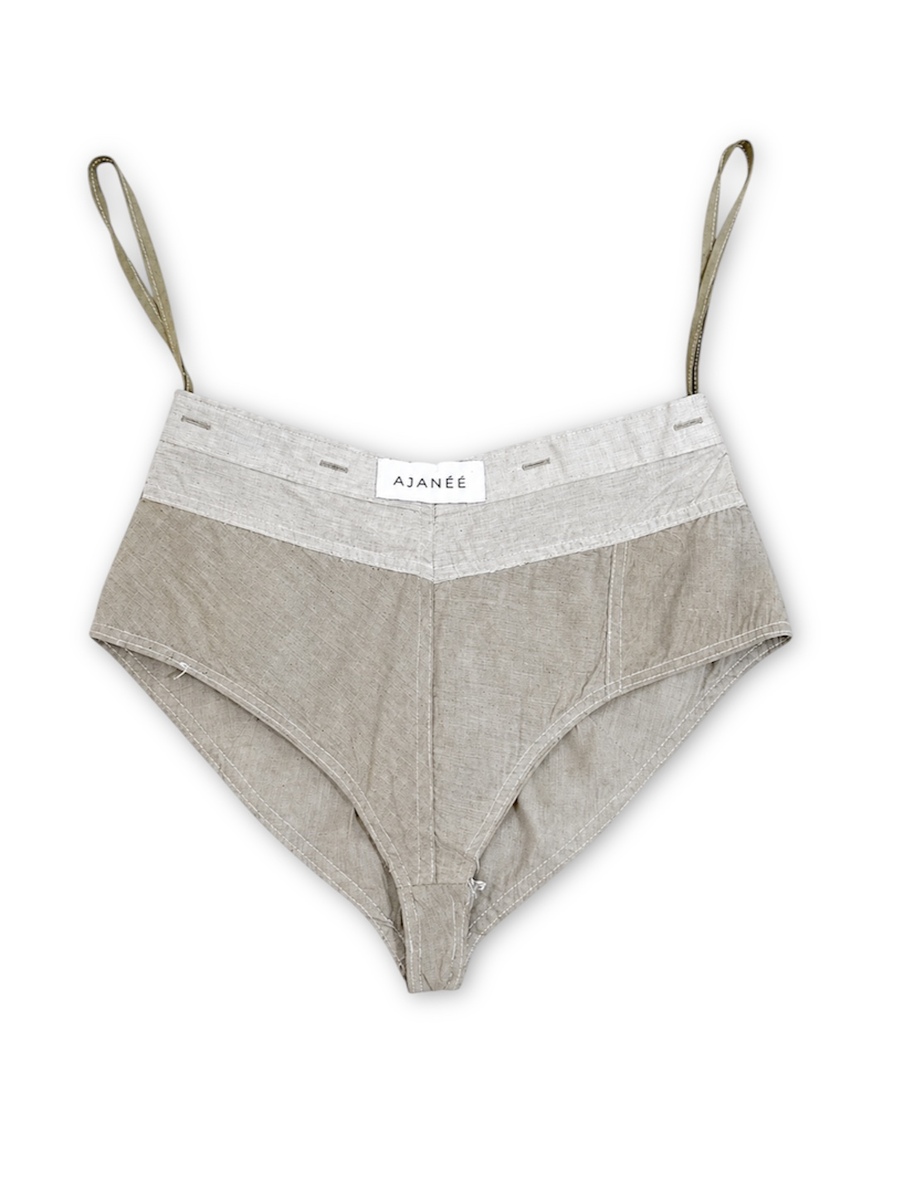 Panelled Buttoned Down Label Brief-Custom(provide measurements at checkout)